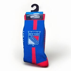 New York Rangers NHL Crew Socks Large Men’s 10-13 Socktastic Blue Red